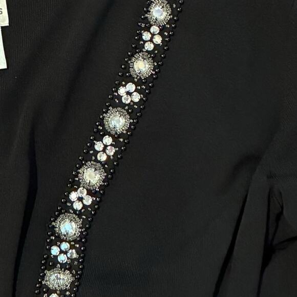 Chico's Black Open Front Cardigan Women's Sz 1 (Medium) Embellished Long Sleeve - Picture 5 of 7